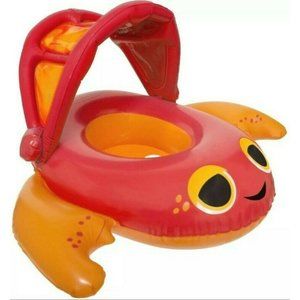 New Swimways Sun Canopy Baby Boat with Canopy Red Crab Swim Step 1 Ages 9-24 mos